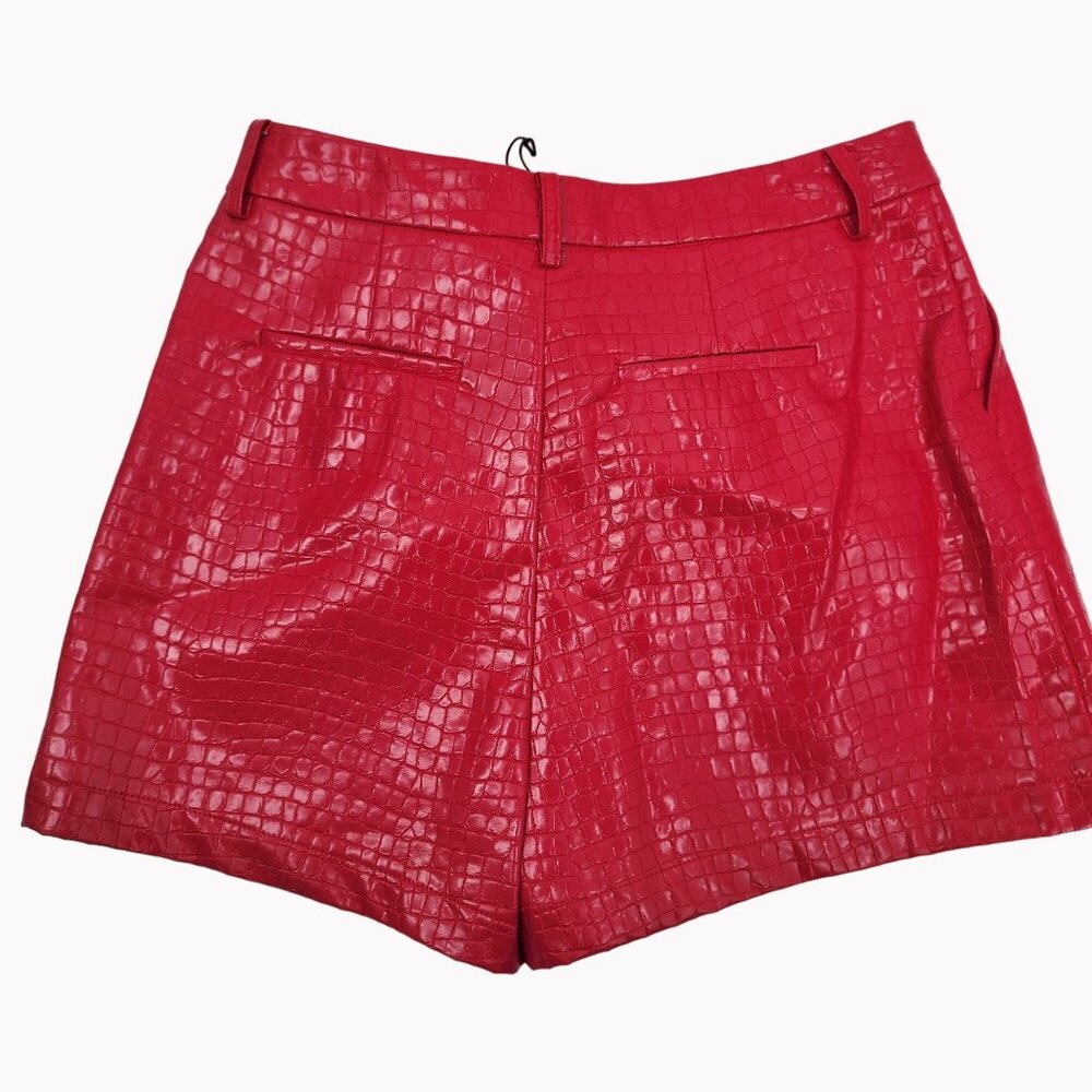 7 For All Mankind Womens Large 2 Pc Top Shorts Set Pink Croc Faux Leather - Picture 8 of 11